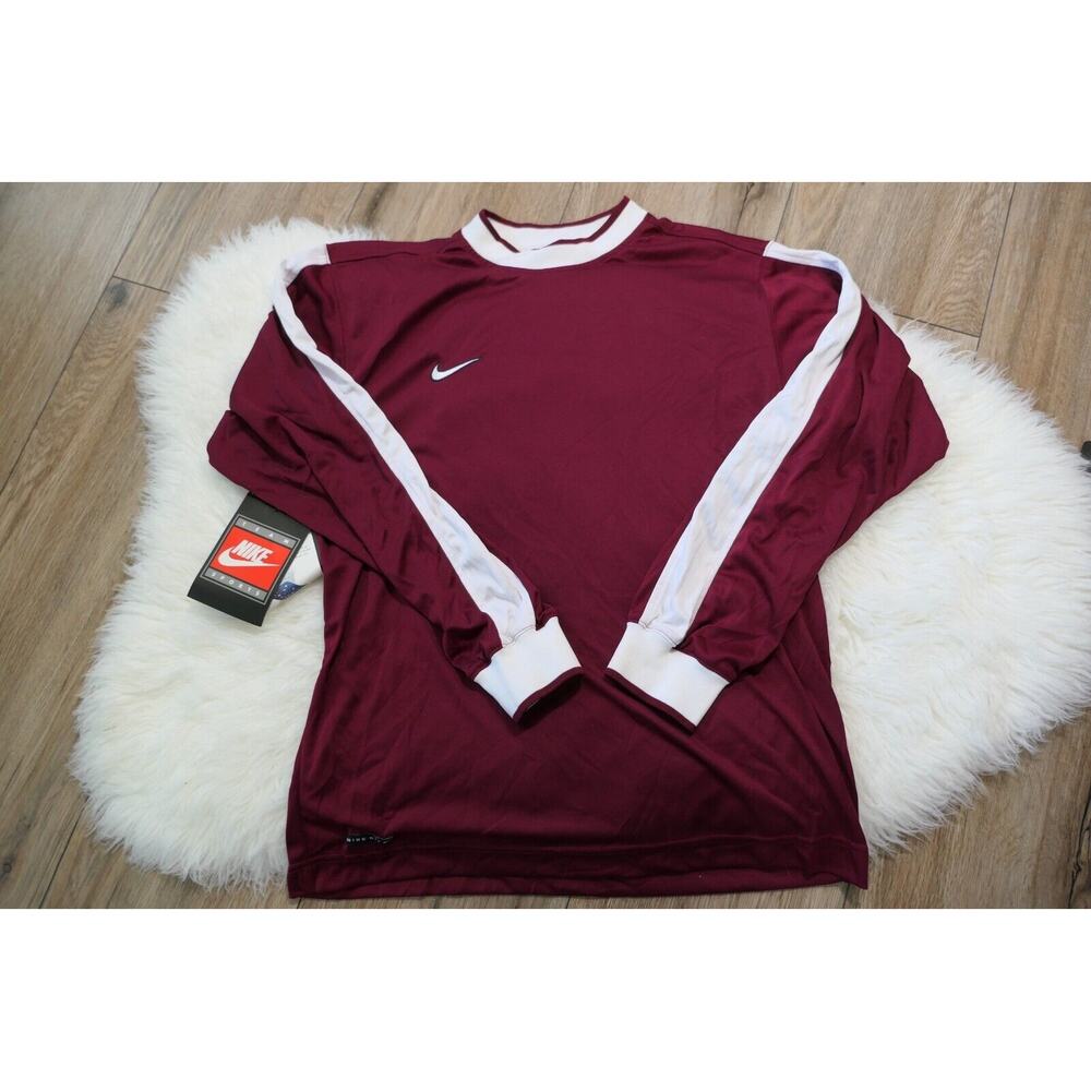 NWT Rare Vintage Y2K 90s NIKE Mens Small Polyester Maroon Long Sleeve Shirt